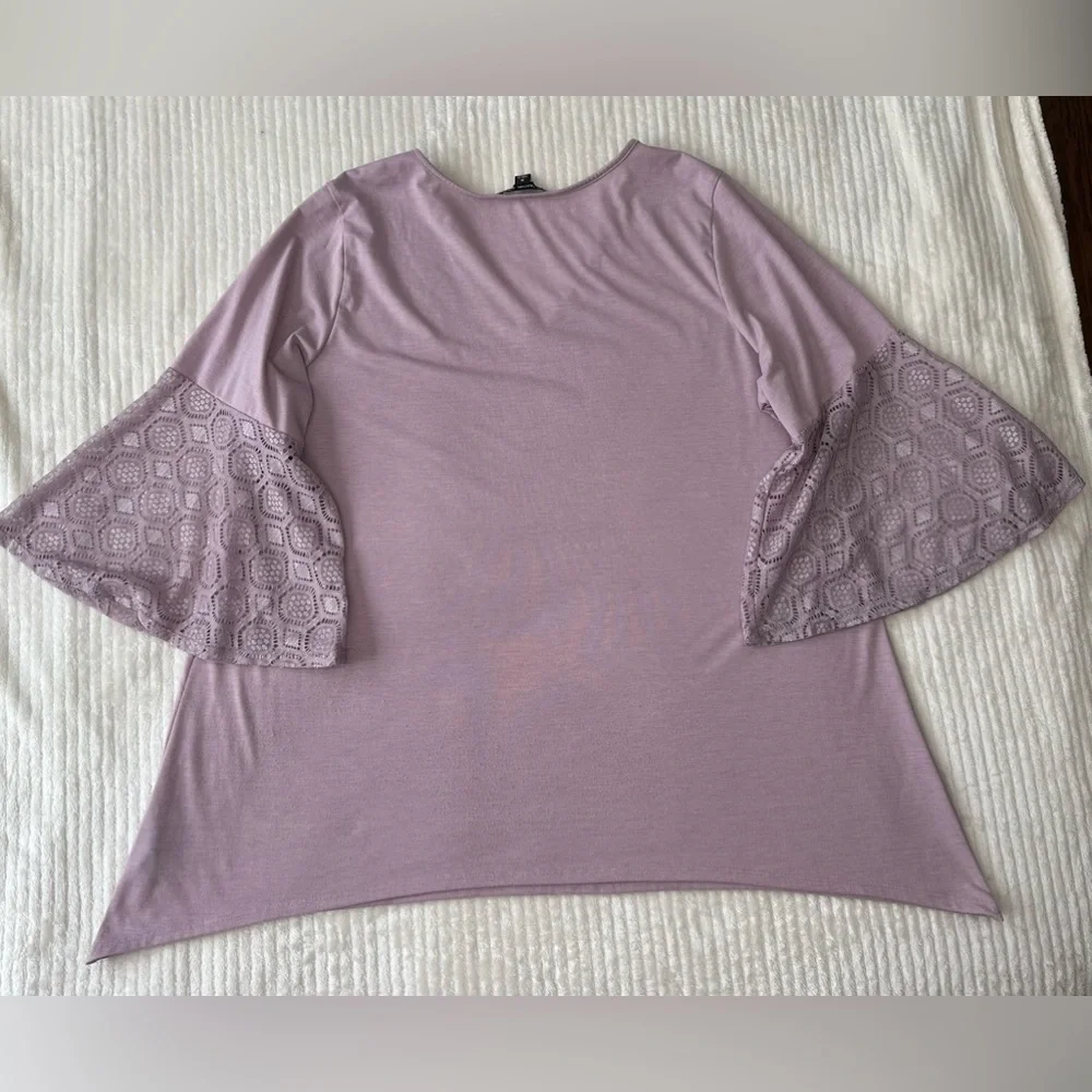 Zac & Rachel Purple Lace Bell Sleeve Size 1X - Picture 7 of 10